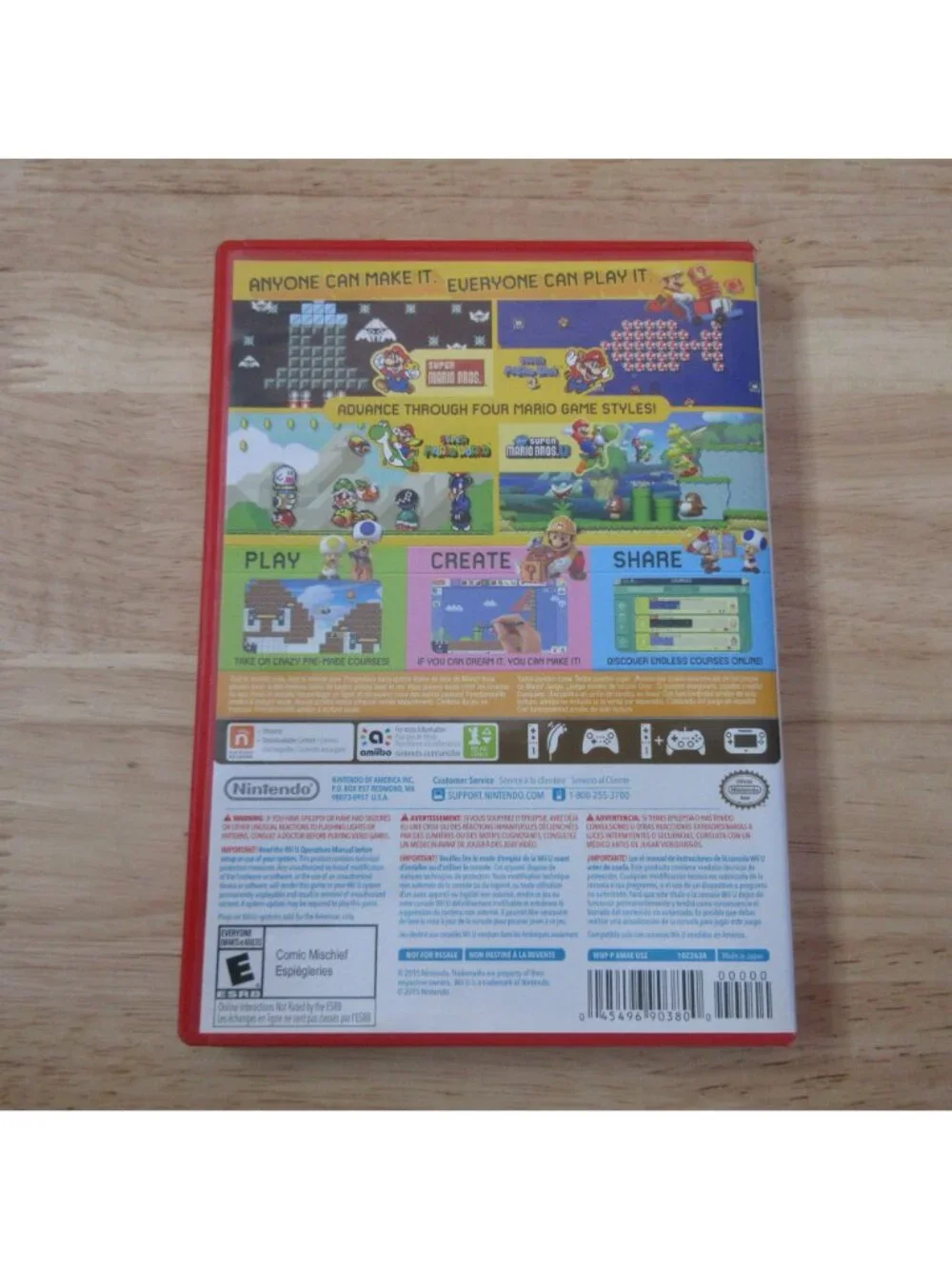 Super Mario Maker (Nintendo Wii U, 2015) with box and insert